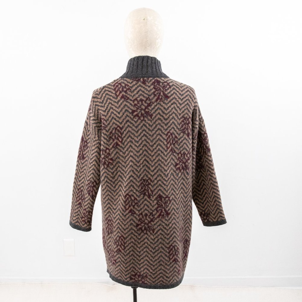 Vintage 70s S Italian Wool Print Sweater Jacket - Picture 4 of 13